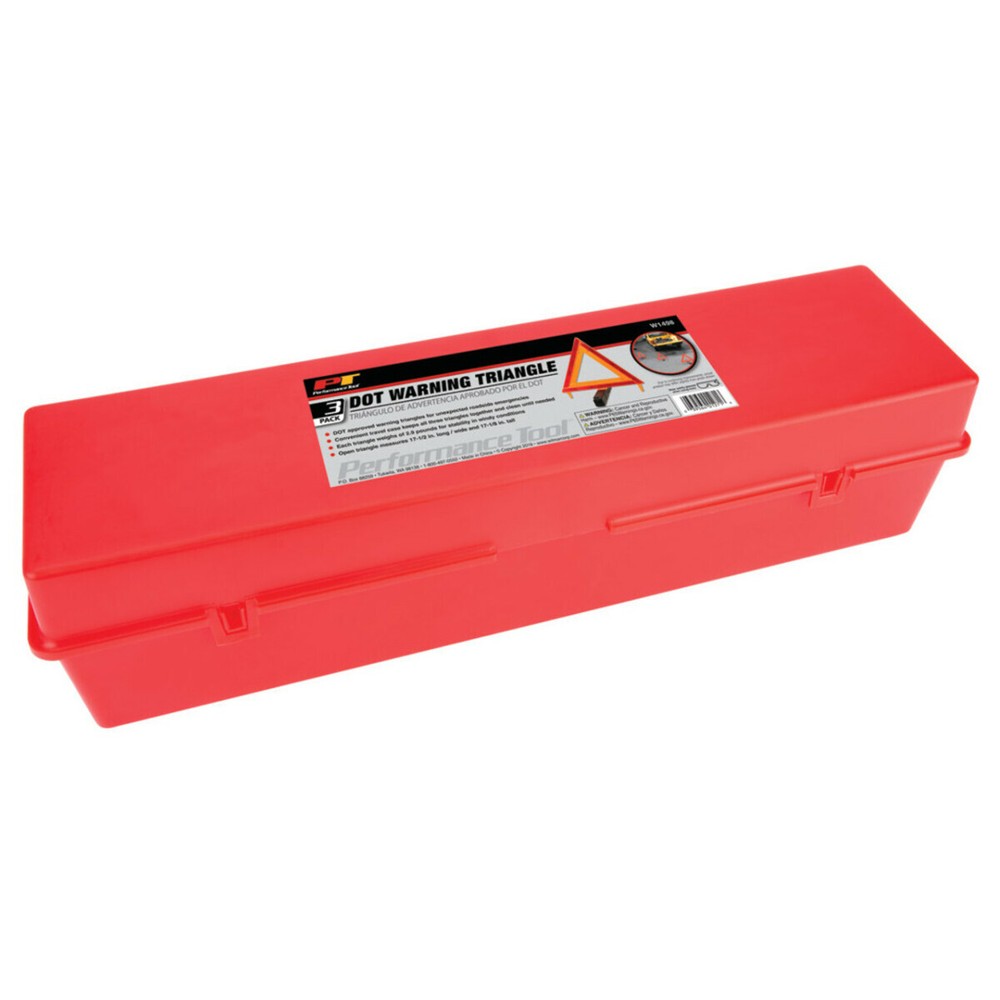 Performance Tool Warning Triangle Set - 3 Pack DOT Approved w/ Travel Case