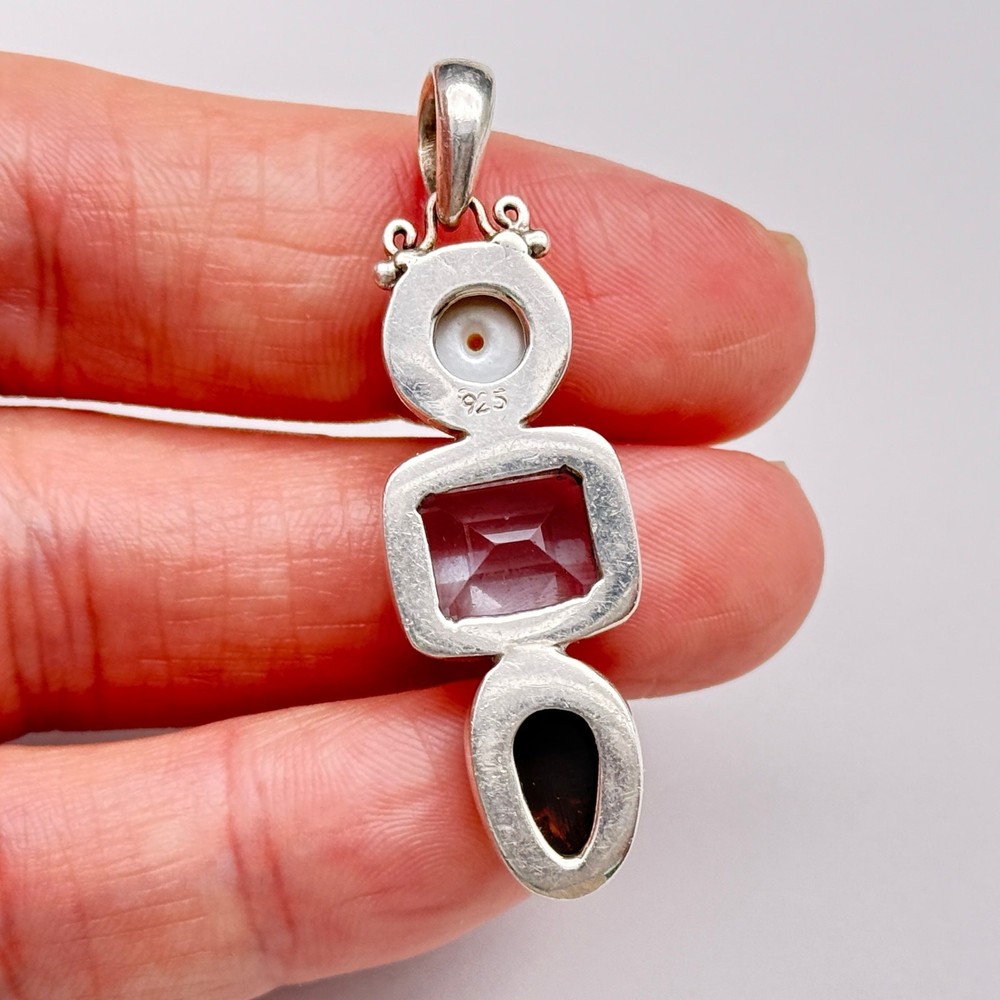 Contemporary Opal Pearl Sterling Silver Dangle Pendant