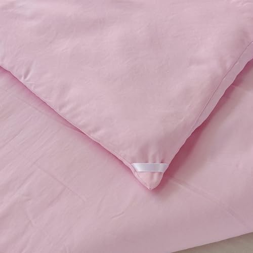3PCS Pink Comforter Set with 2 Pillowcases, Brushed Microfiber Full Solid Pink