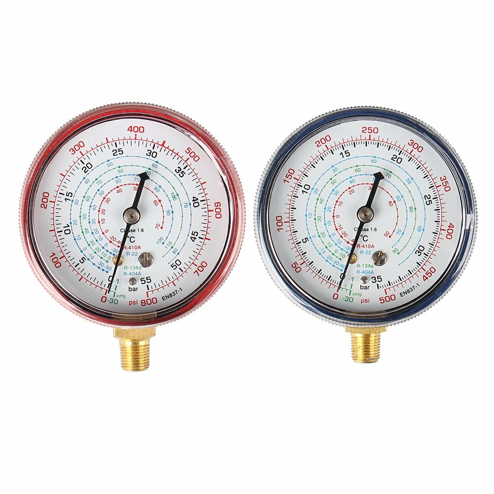 2PACK REPLACEMENT MANIFOLD GAUGES Refrigeration HIGH AND LOW SIDE RED& BLUE Tool