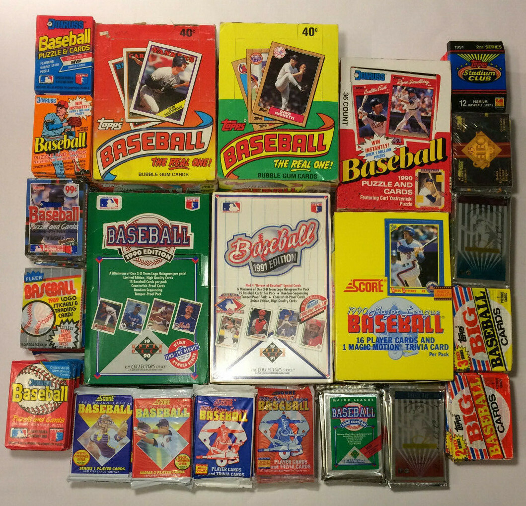 Old Vintage Baseball Cards In Unopened Packs From Wax Box, 200 Card Lot 1987-95