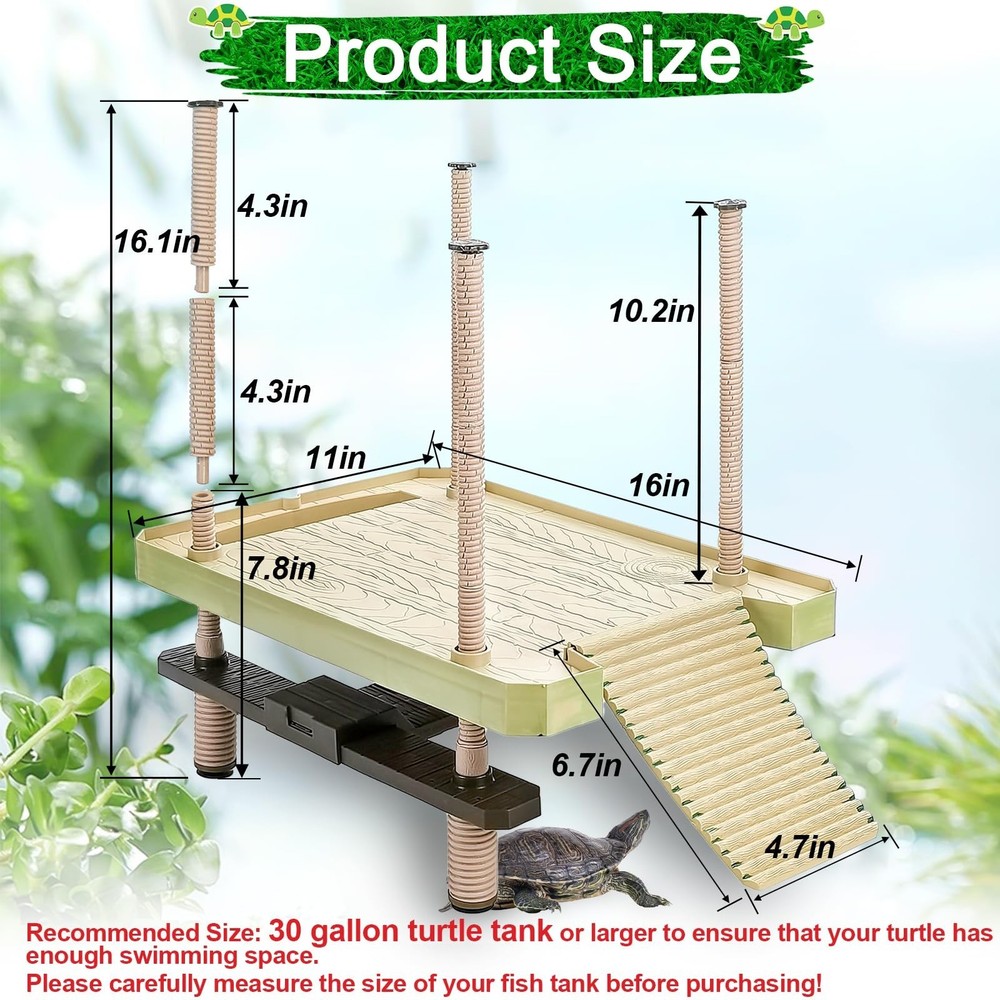 Large Turtle Floating Basking Platform with Feeding Area, Turtle Floating Doc...