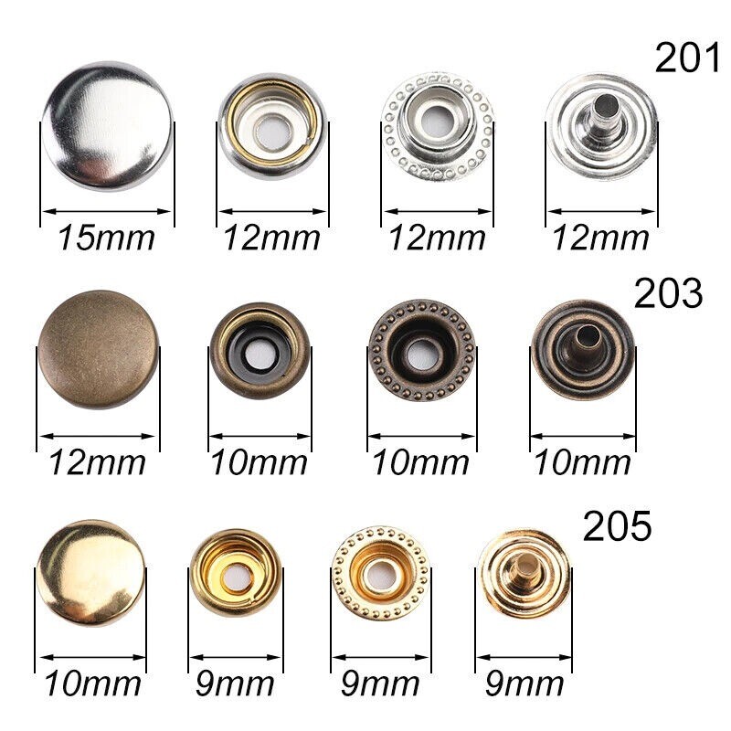 320PCS Stainless Steel Snaps, 15mm Snap Fasteners Kit Snap Button Press Stud Cap