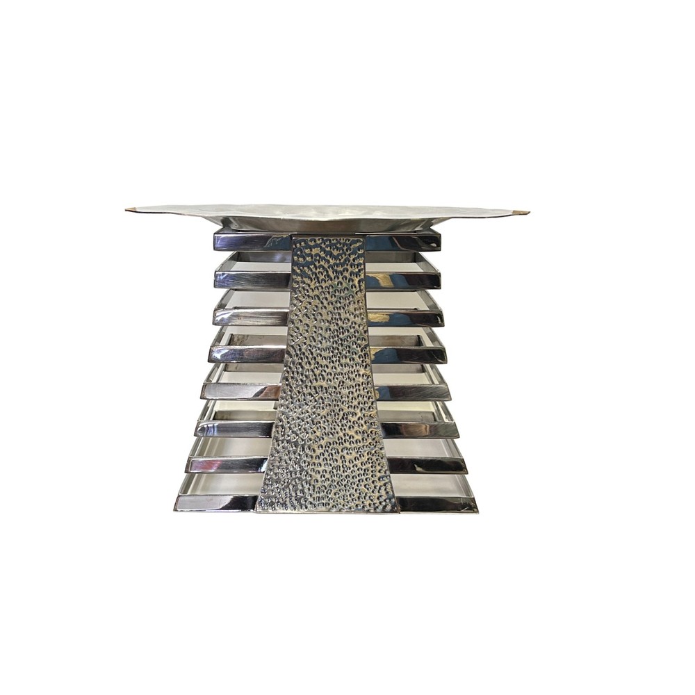 Punch Marks Stainless Steel Round Display Serving Plate on Tower Tw009