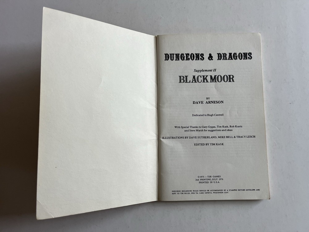 Dungeons and Dragons Blackmoor TSR 1976