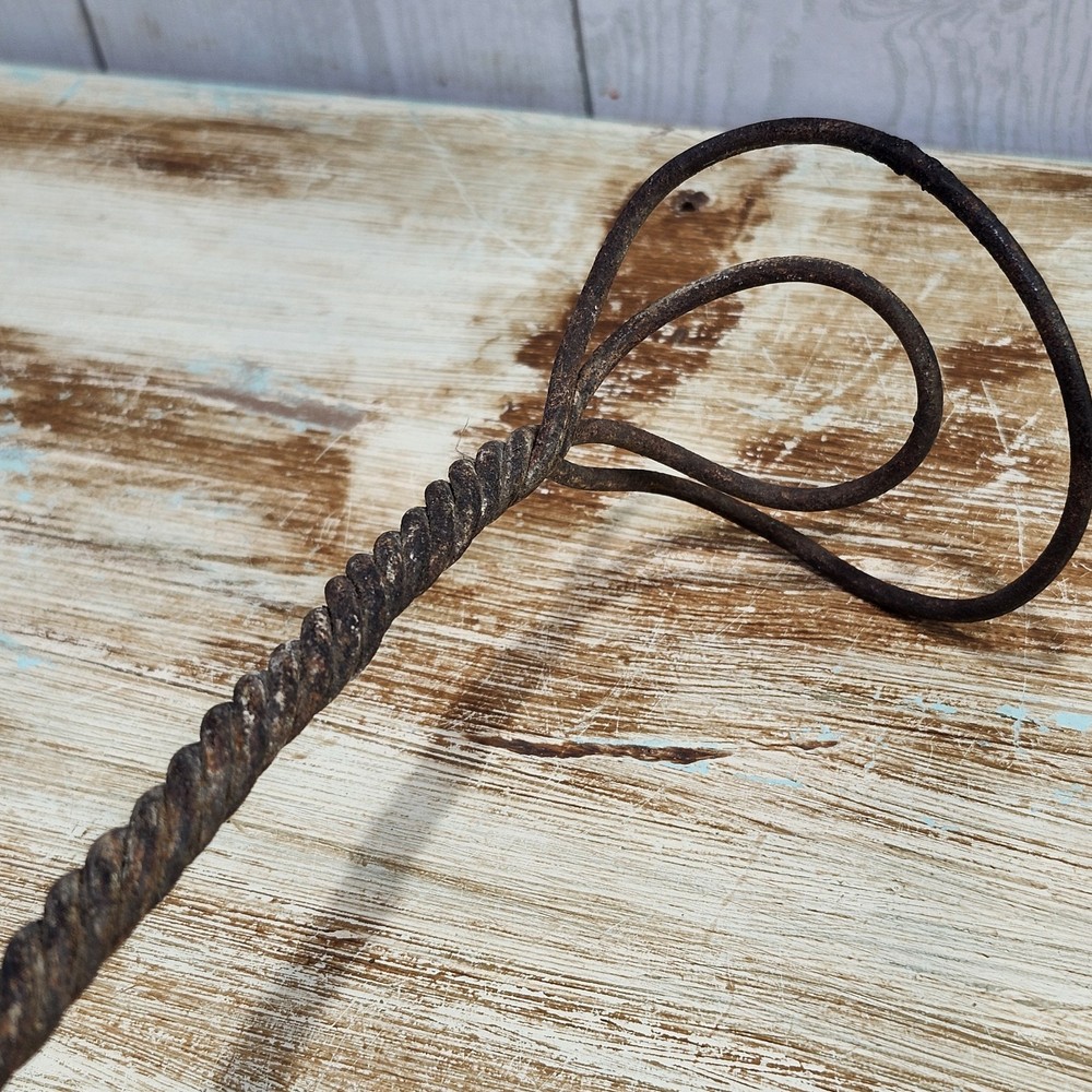 Unique Antique Twisted Metal Toasting Fork Curved Handle Rustic Primitive Decor