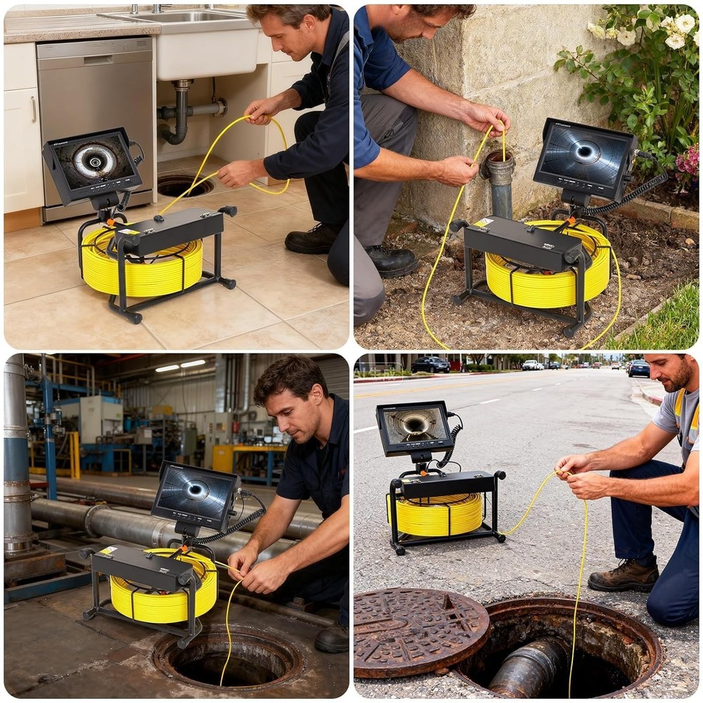 Sewer Camera 98.4 ft/30m Self-Leveling Drain Inspection Camera🔔