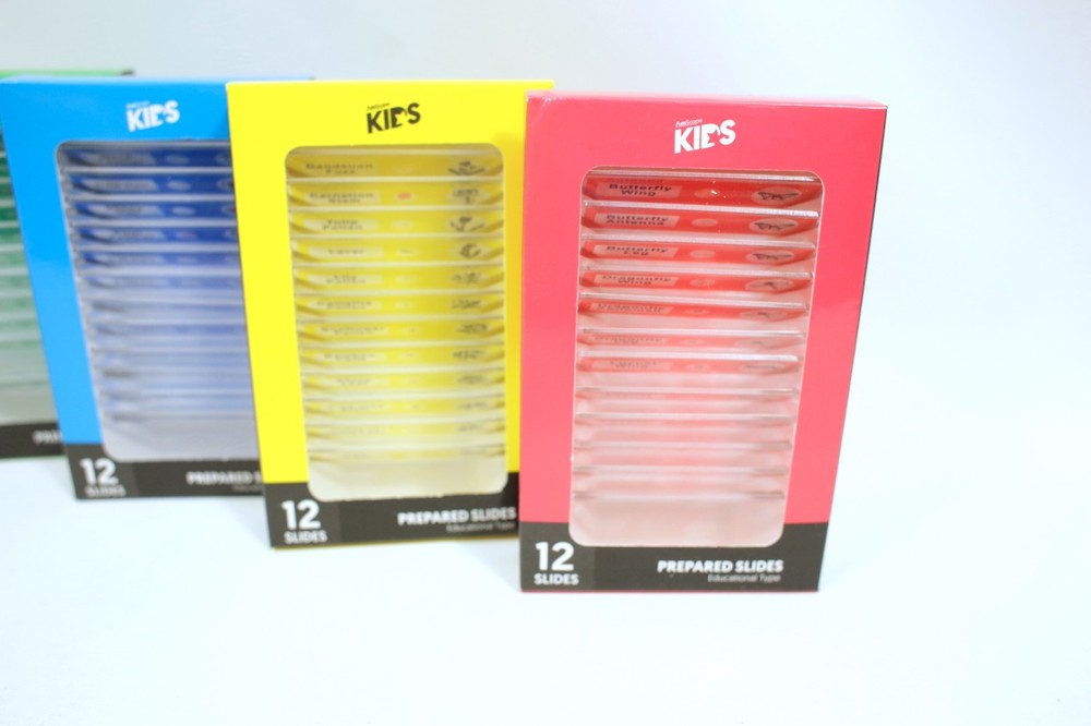 Carson MicroFlip Pocket Microscope 100-250x w/ 48-Pc Educational Prepared Slides