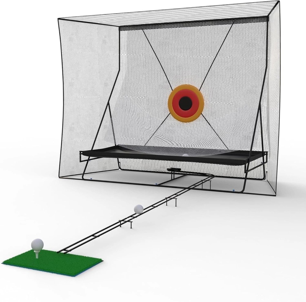 10x8Ft Golf Hitting Net,11 ft Track Return System,Heavy Duty Practice Net