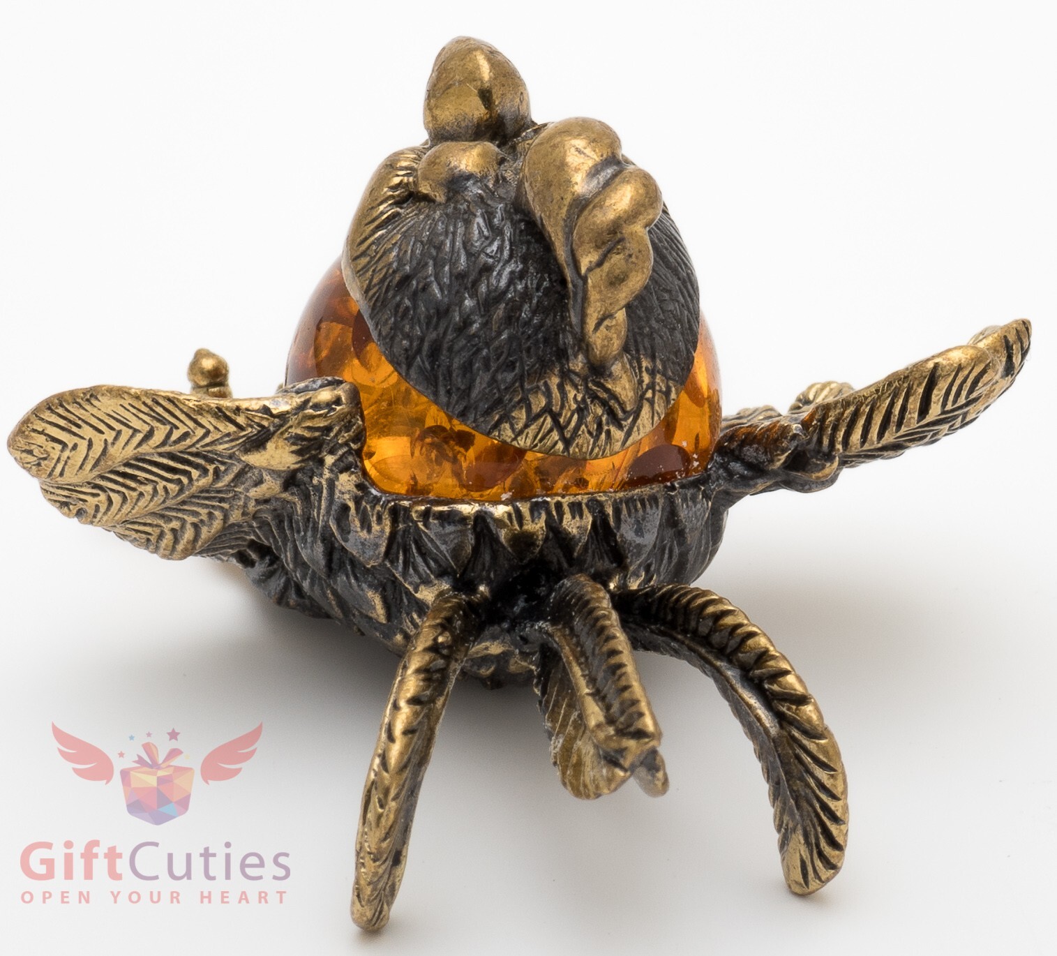 Brass amber figurine bird wild little Rooster chicken IronWork