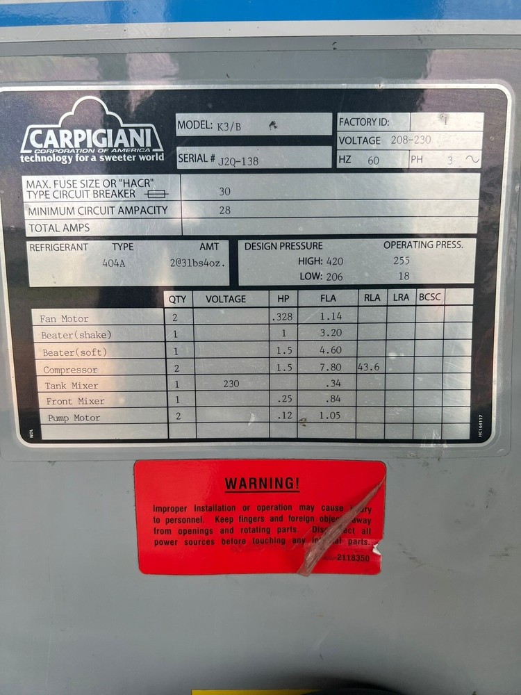 ICE CREAM MACHINE Carpigiani used