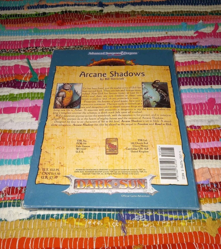 Arcane Shadows DSQ2 Dark Sun Adventure AD&D D&D 2e Dungeons Dragons COMPLETE