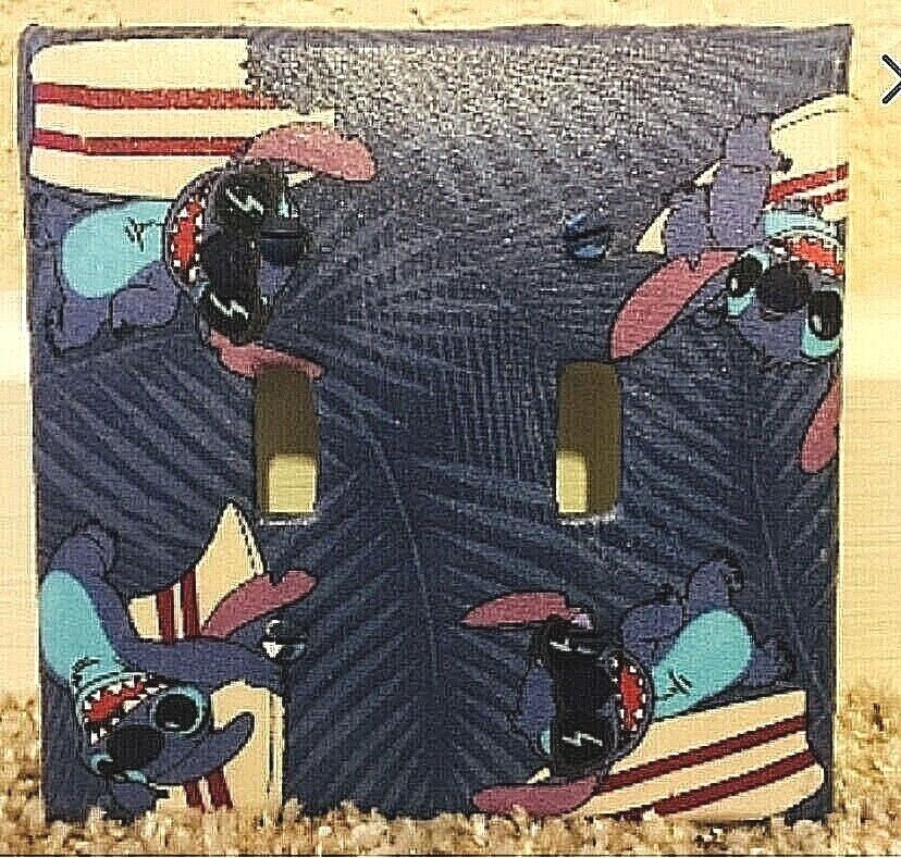 Assorted Lilo & Stitch Hawaiian Handmade Fabric Switch Plate Covers Set.