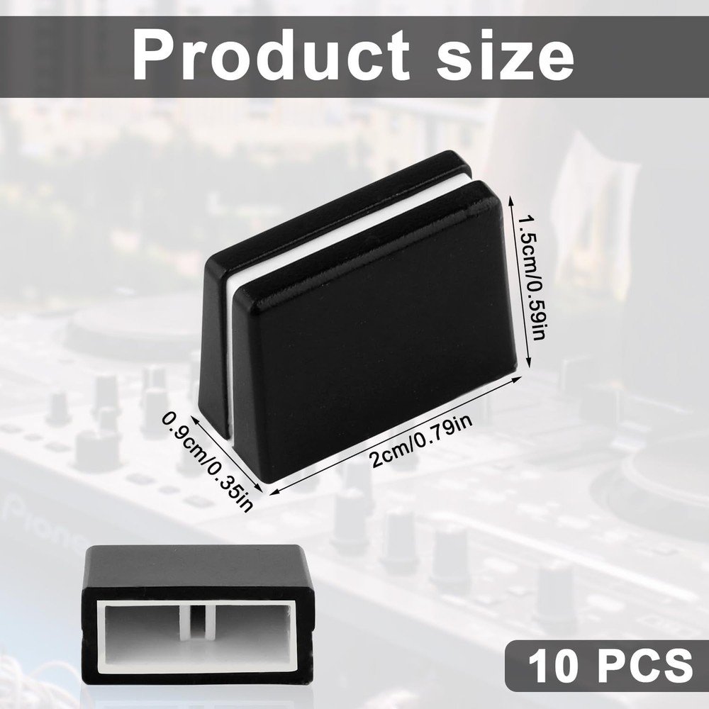 Durable Black Fader Knobs - 10 Piece Set for DJ Mixers and Controllers