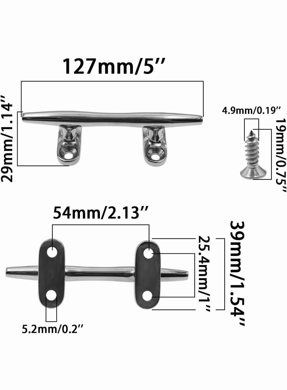 Stainless Steel (2) Boat Dock Cleats 5 Inch Silver Brand New