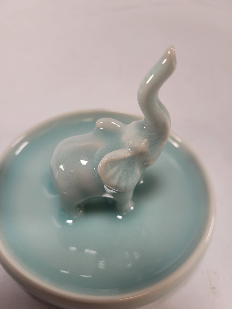 Ring Jewelry Trinket Ring Holder Dish Elephant Blue