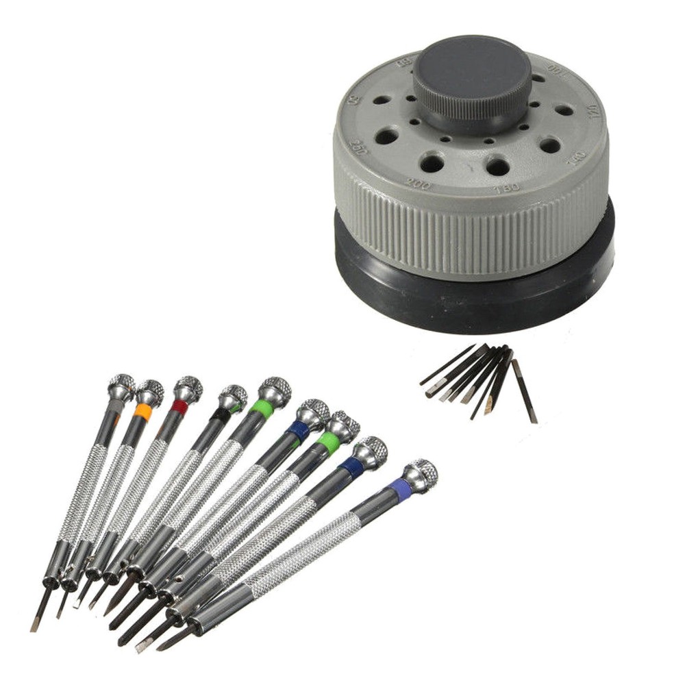 9Pack 0.8-2.0mm Watch Screwdriver Blades Rotating Stand Set Watchmaker Tool E