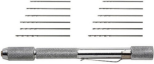 Excel Mini Pin Vise w/ 12 Assorted Drill Bits - Hobby and Plastic Model Hand
