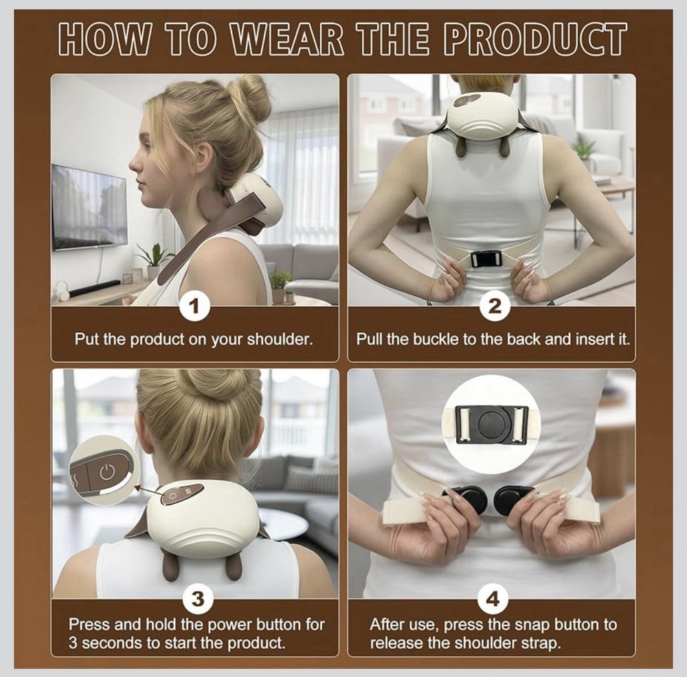 4D Wireless Neck Shoulder Massager, Bionic Hands Deep Tissue Massage, Portabl...