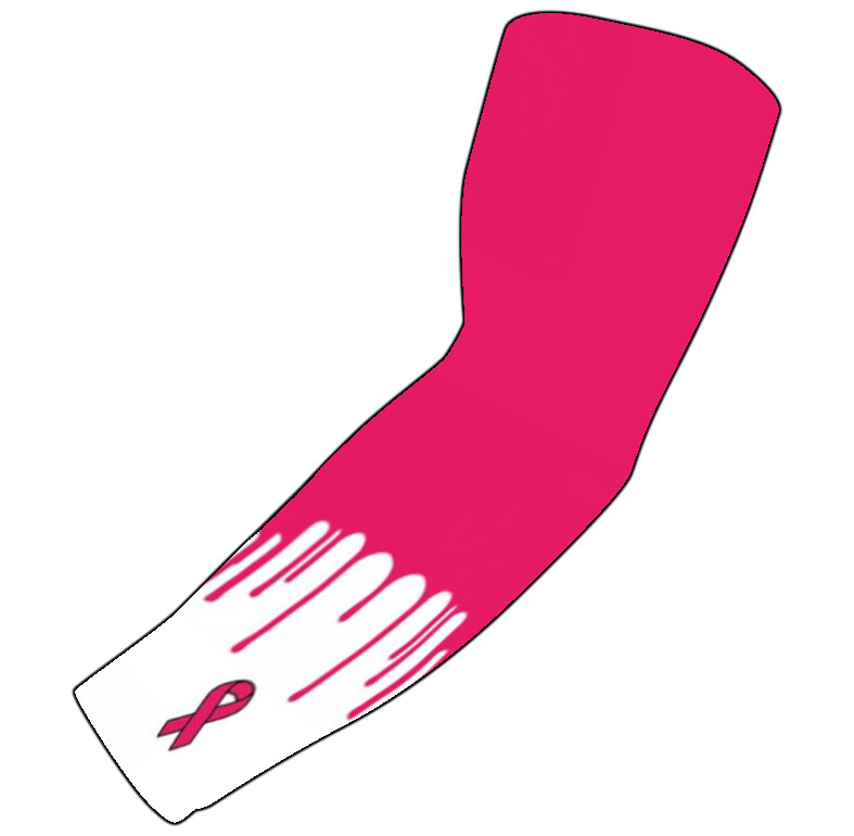 Breast Cancer Ribbon Compression Arm Sport Sleeve Baseball Football I Bleed Pink