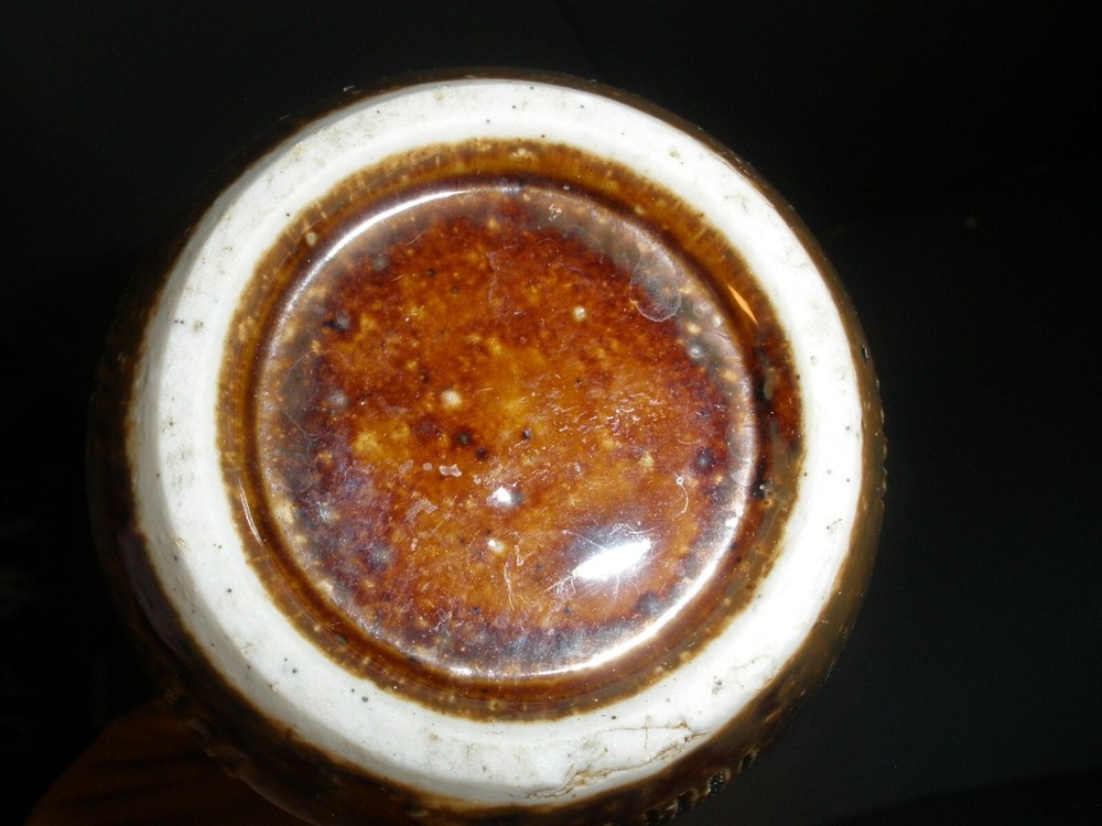 Handmade Brown Pottery Jug Vase 5.5" EUC