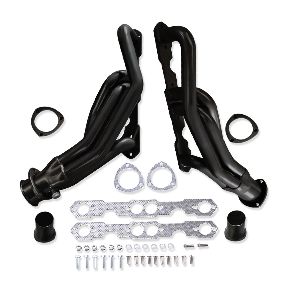 For Chevy SBC GMC 1500 2500 Pickup V8 1988-1995 Black Steel Exhaust Headers