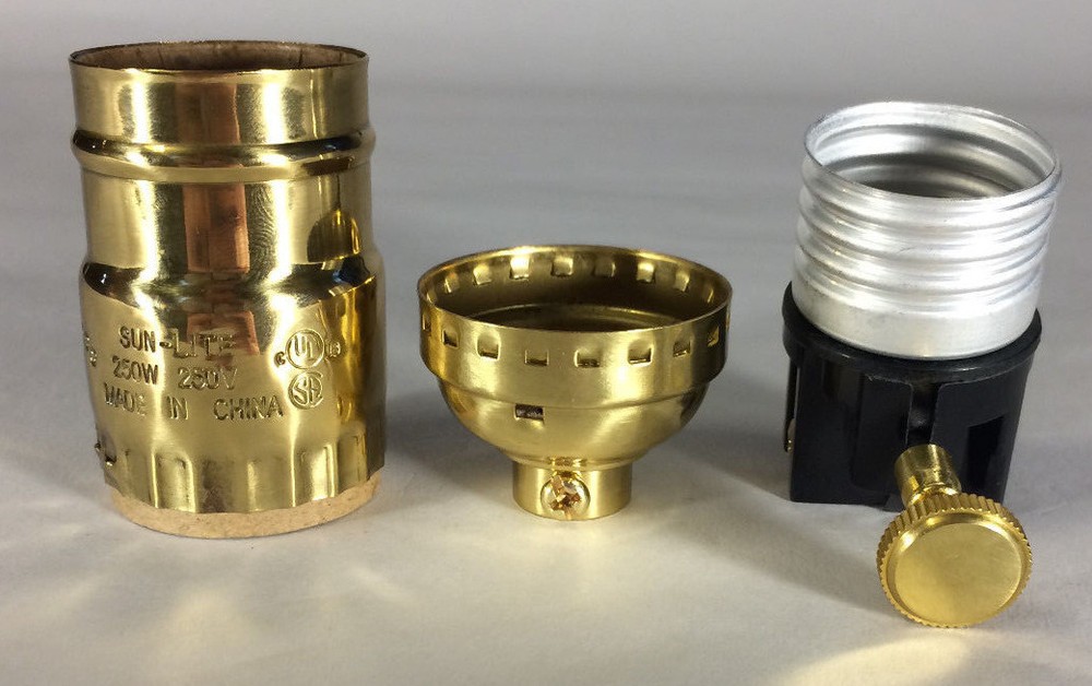 3-Way Function Polished Solid Brass Industrial Style Turn Knob Lamp Socket SO273