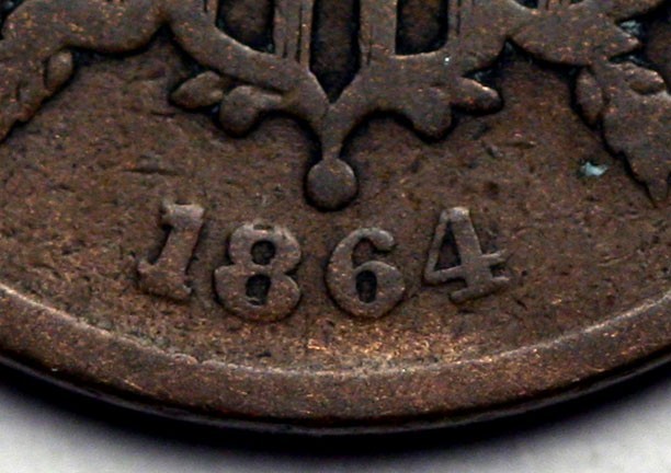 1864  Two Cent Piece - Repunched Date Error