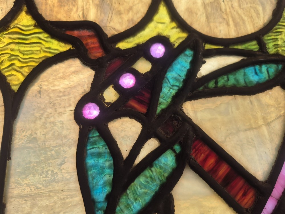 VICTORIAN STAINED GLASS WINDOW 29 X 36