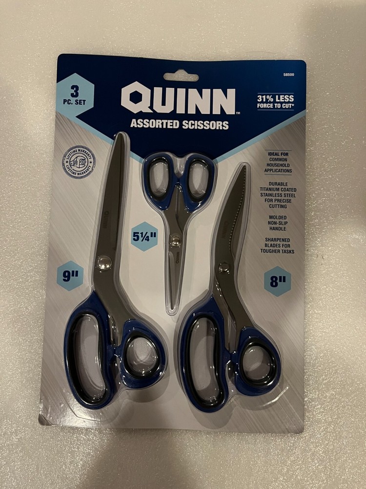 3-Pc. Set Quinn Assorted Scissors Stainless Steel w/ Titanium Coating