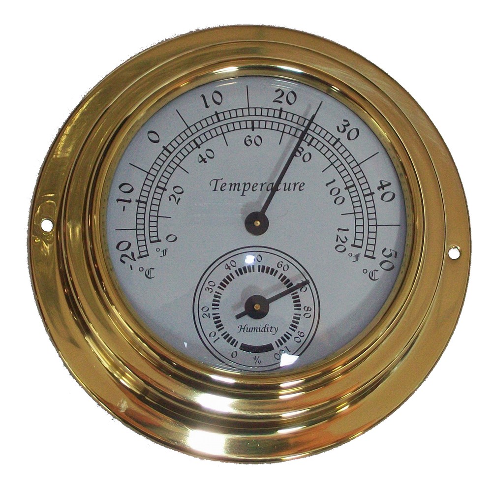 10cm Dial Wall Mounted Brass Case Thermometer Hygrometer