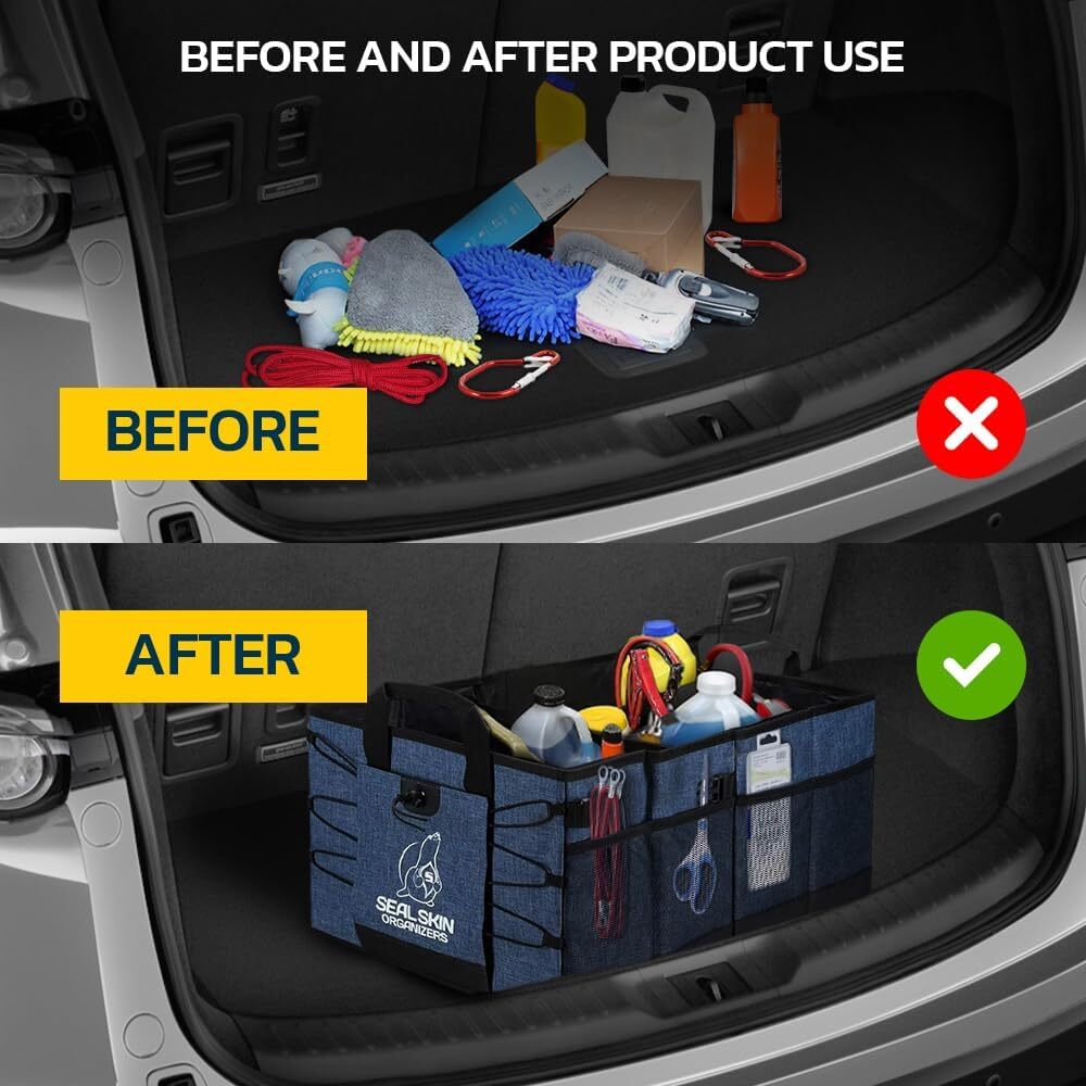 XXL Car Trunk Organizer SUV Trunk Collapsible Cargo Storage Fold Box With Lid