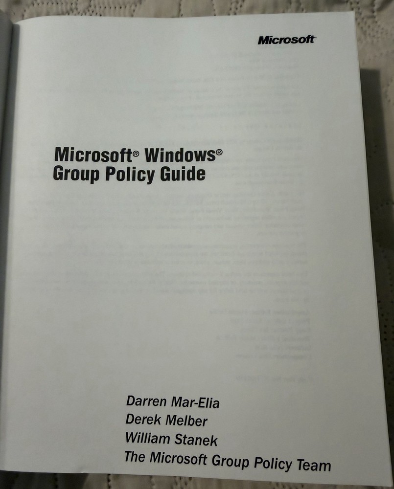 Microsoft® Windows® Group Policy Guide Paperback W/New CD Unopened Never Used