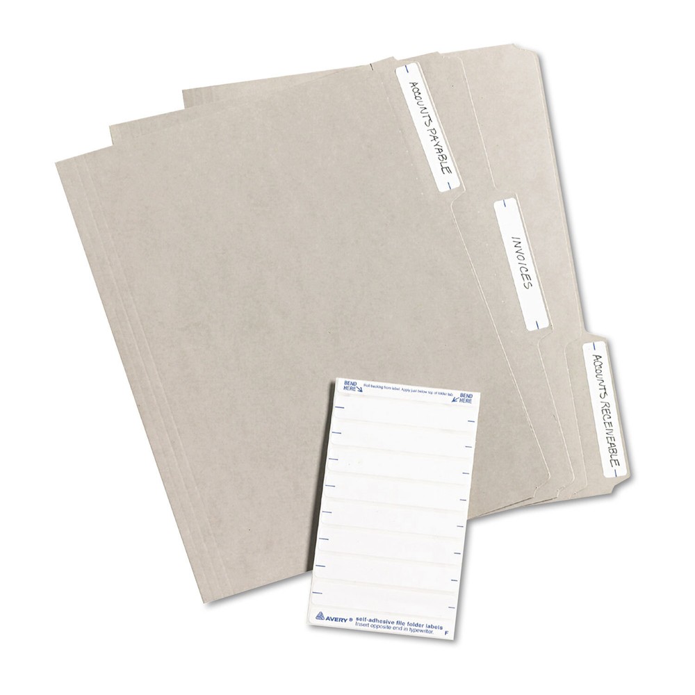 Avery Print or Write File Folder Labels, 11/16 x 3 7/16, White, 252/Pack