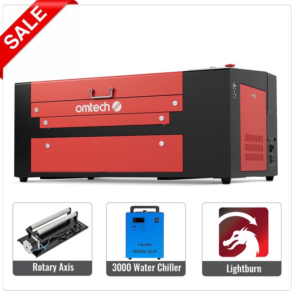 OMTech 12x20 50W CO2 Laser Engraver Cutter Marker with Basic Accessories A