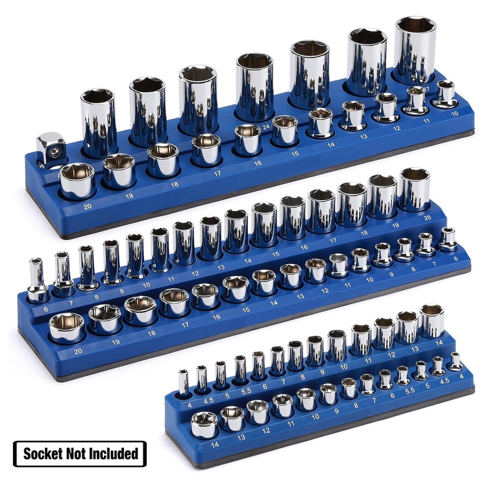 Metric Magnetic Socket Organizer Set 3PC Socket Holder Set 1/4"3/8"&1/2"Drive