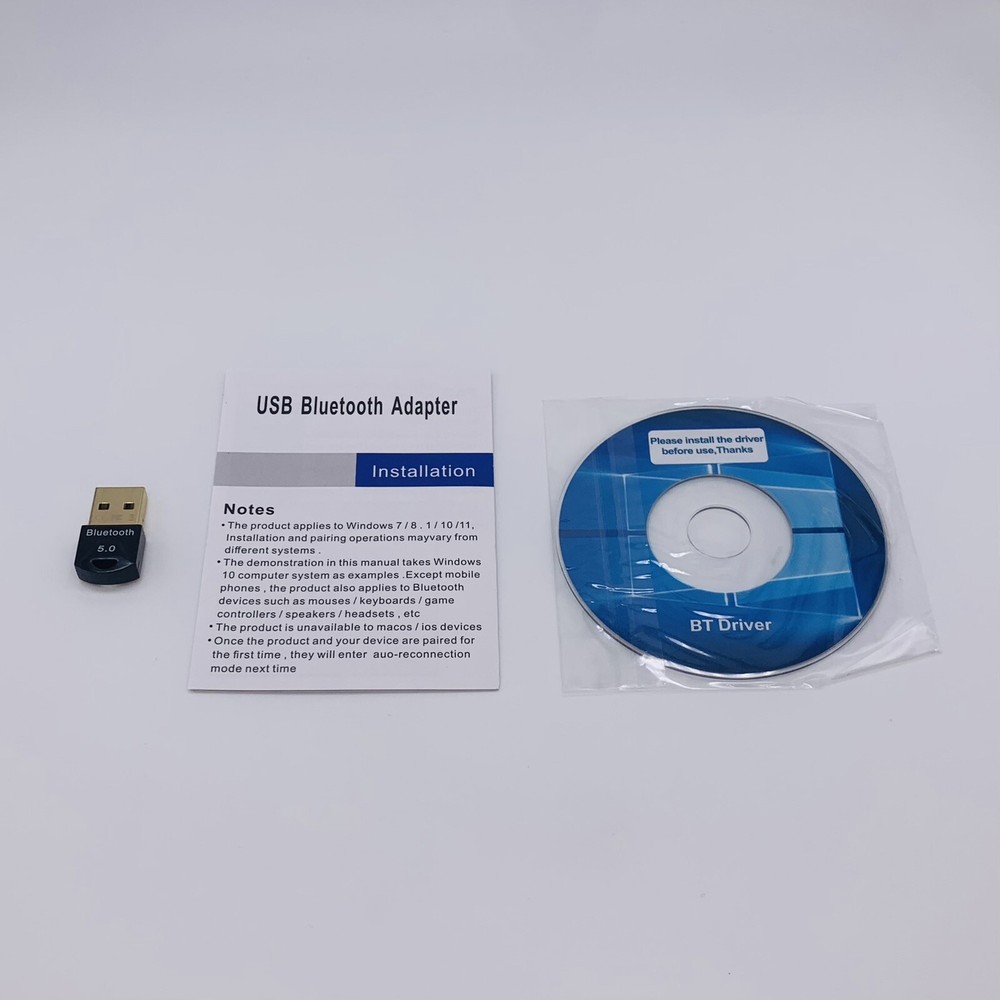 Bluetooth USB 5.0 Adapter Dual Mode 20m Desktop Mobile Laptop Headset - Open Box