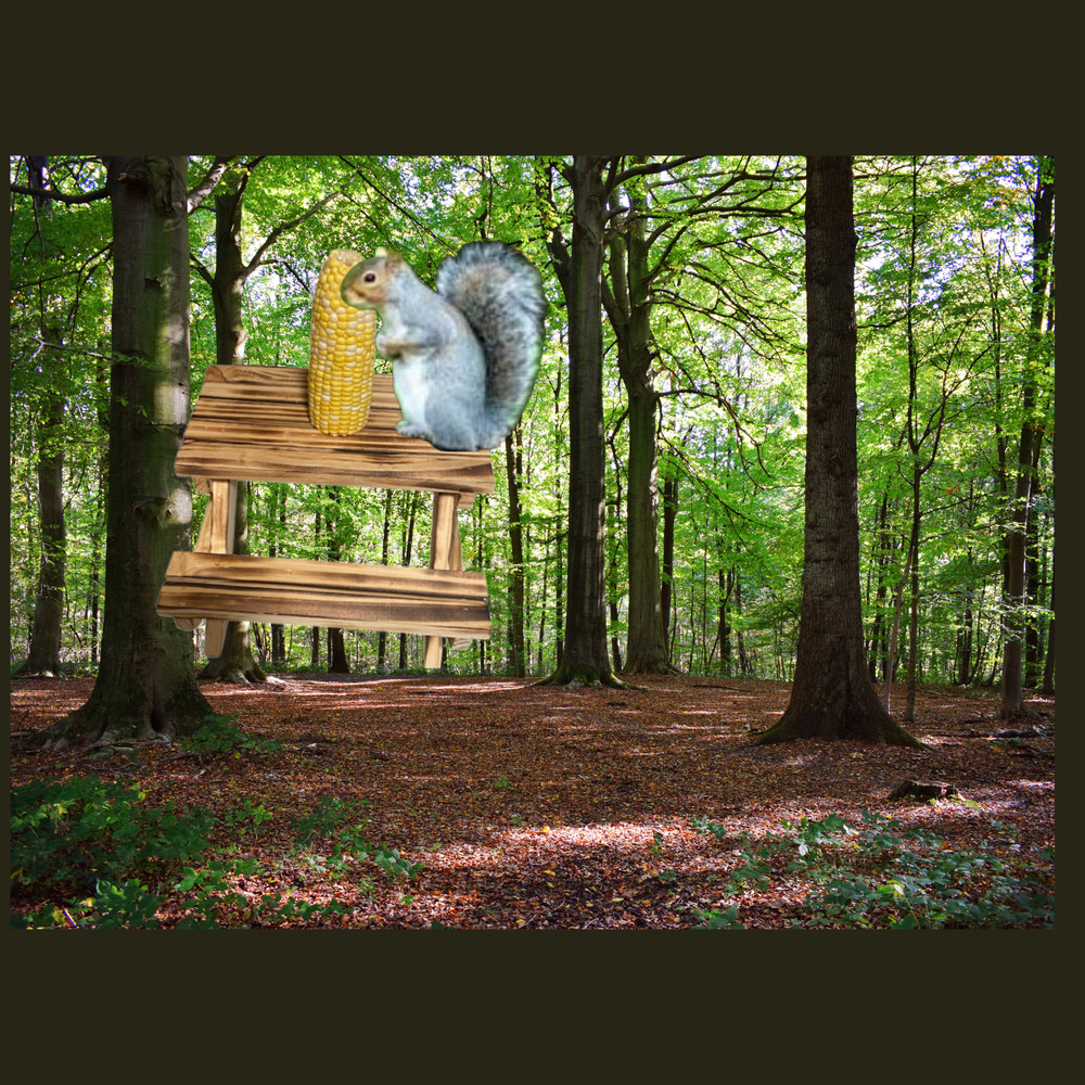 Squirrel Picnic Table with Corn Cob Holder-| Handcrafted Feeder