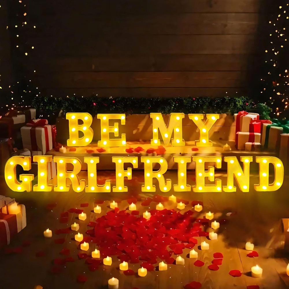 Be My Girlfriend Light up Letters Proposing Decorations Set Includes 14 LED L...