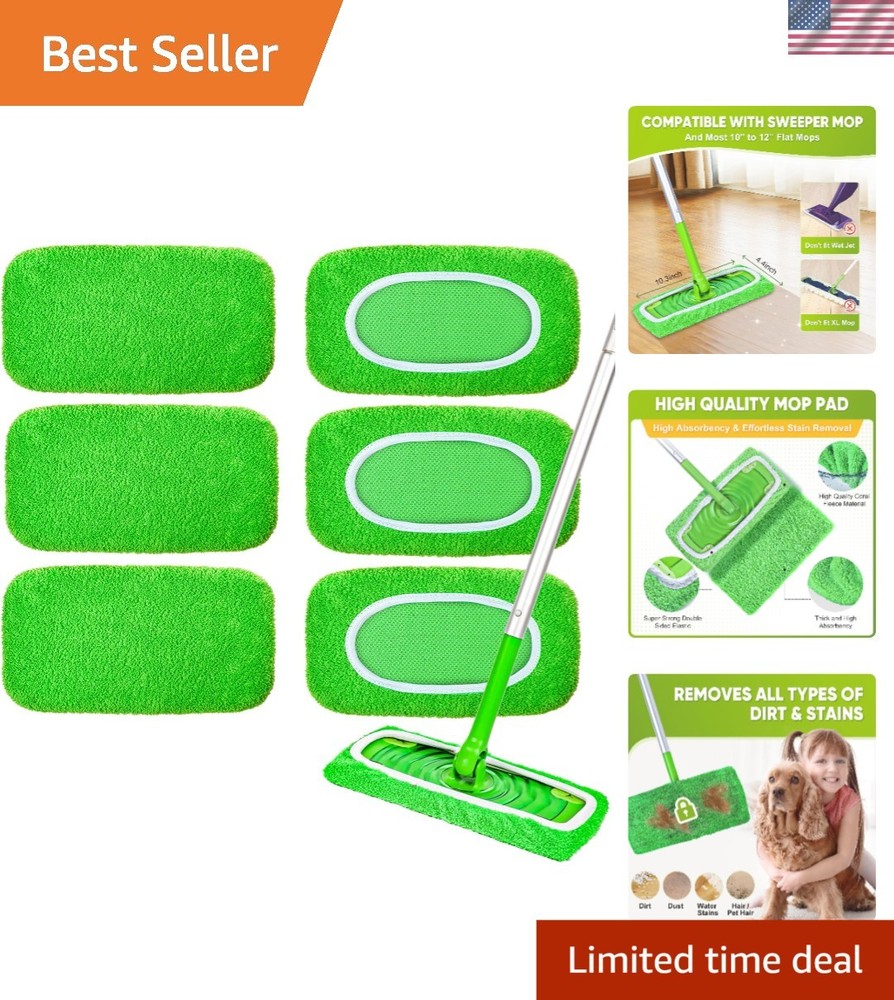 Eco-Friendly 6-Pack Microfiber Mop Pads – Deep Clean Any Floor Effortlessly