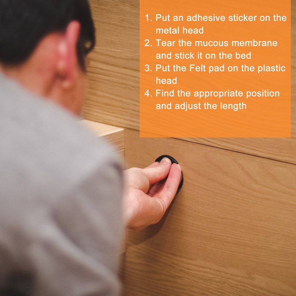 Headboard Stoppers, 2Pcs - Adjustable Bed Frame Anti-Shake (46-64mm, Black)