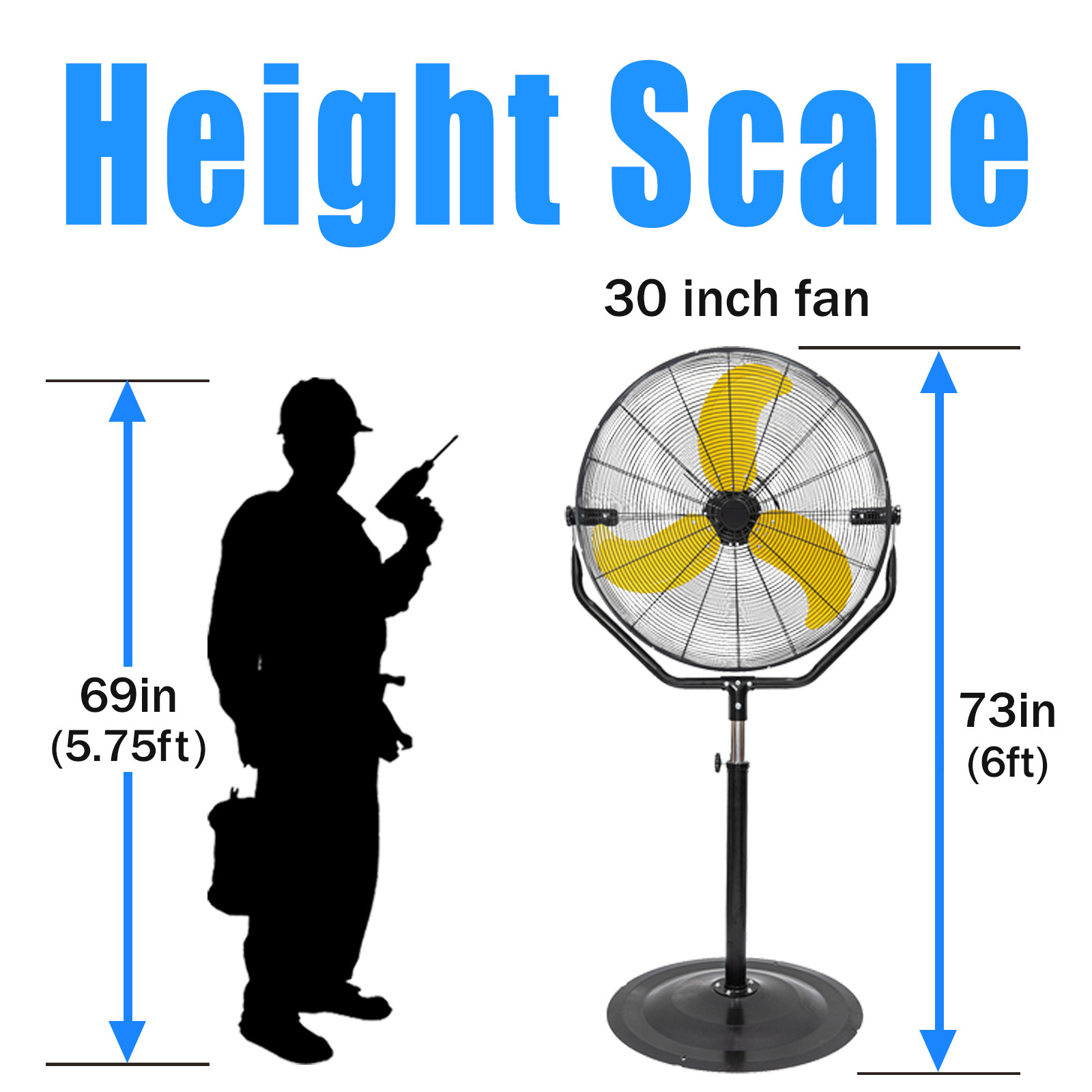 30" Pedestal Fan, Powerful Heavy Duty, Commercial Fan for Warehouses, Factories