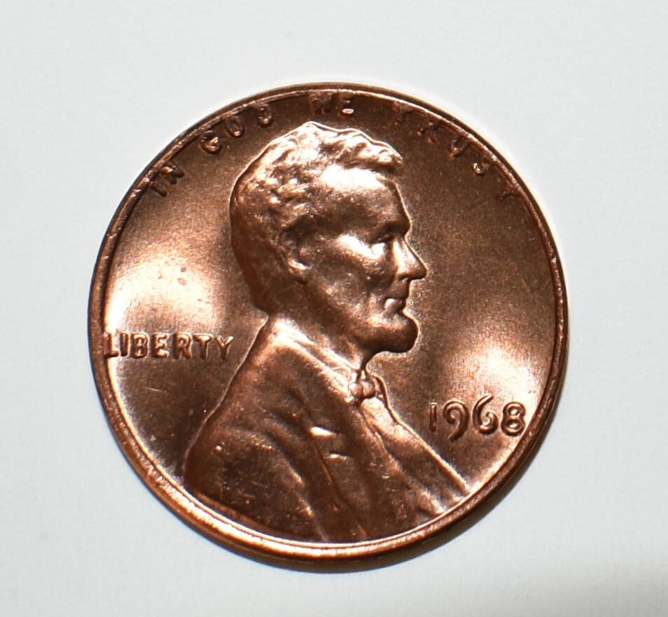 1968 Penny Error No Mint Mark P Red High Mint State Rim Collar DD Errors