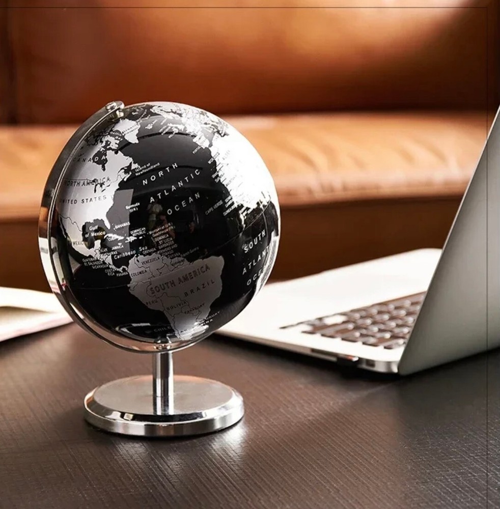 5.5'' World Map Globe On Metal Base Tabletop Rotating Earth Globe Educational