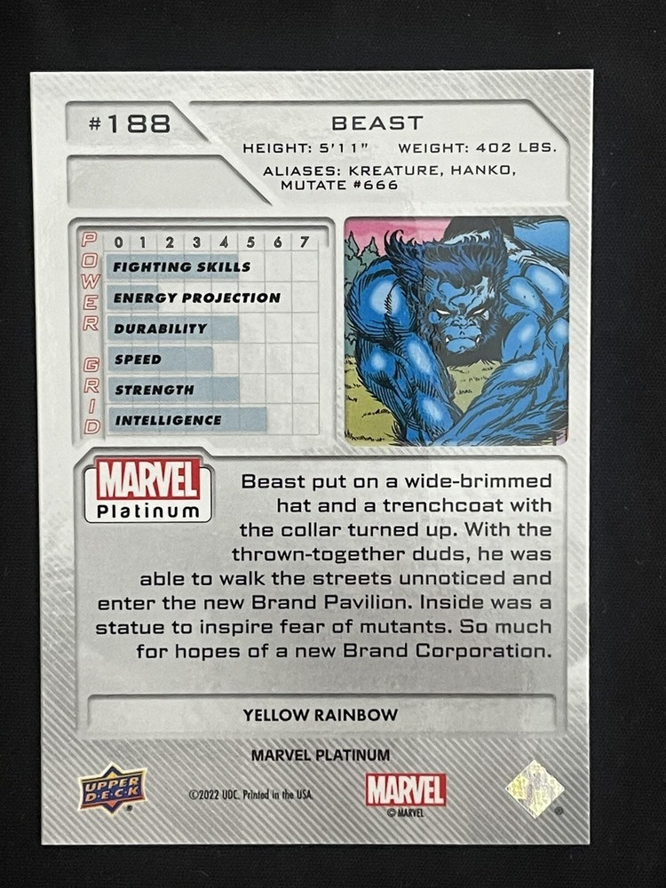2023 Marvel Platinum Beast Yellow Rainbow High Series #188