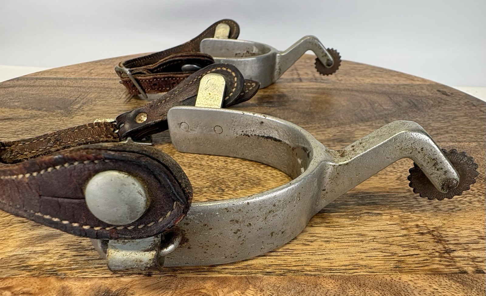 Vintage Western Gooseneck Cowboy Riding Spurs With Leather Straps Unmarked