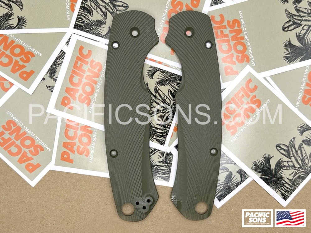 Spyderco Paramilitary 2 Contoured G10 Scales - Sunrise Pattern - Olive
