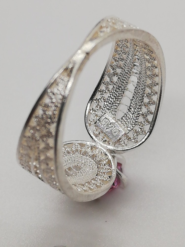 . 970 Solid Silver Women's Ring Size 7 Filigree New.