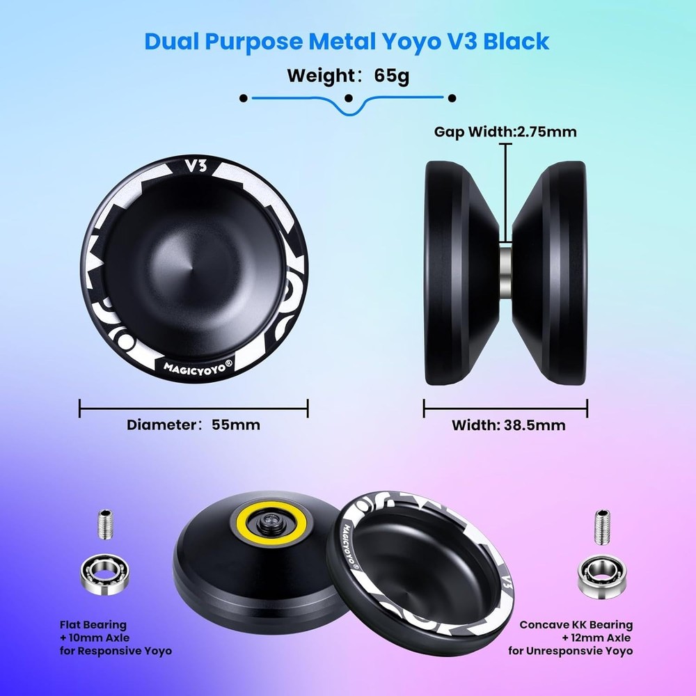 Complete V3 Yoyo Set - Dual Function with 12 Strings & Elegant Gift Packaging