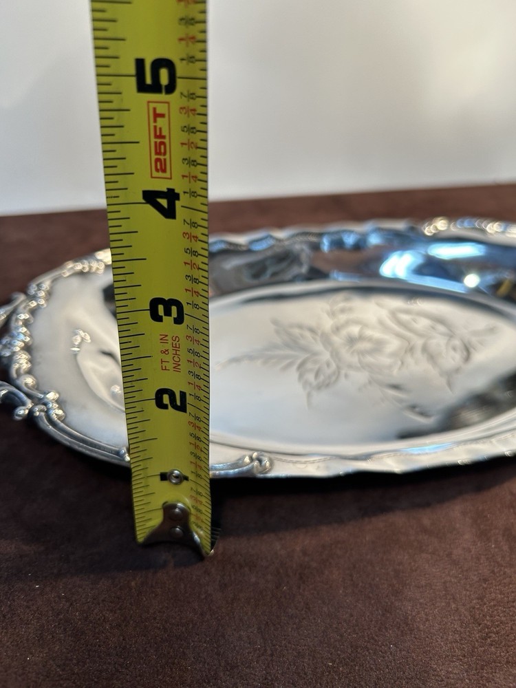 Pairpoint Silver Plate Serving Tray Floral Engraved Pattern 357 Oval Victorian